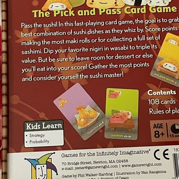 🍣 Sushi Go! Pick and Pass Card Game 100% Complete Gamewright Draft Family Night - Picture 8 of 8